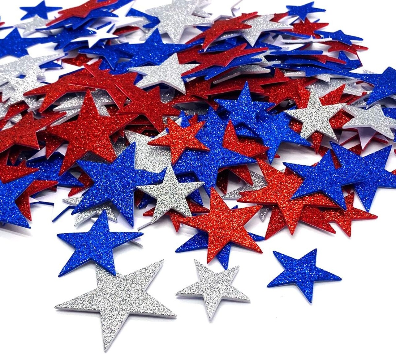 Glitter Star Stickers Patriotic Decoration Self Adhesive Star Shape Glitter Foam Sticker Kid's Arts Craft Supplies for 4th of July